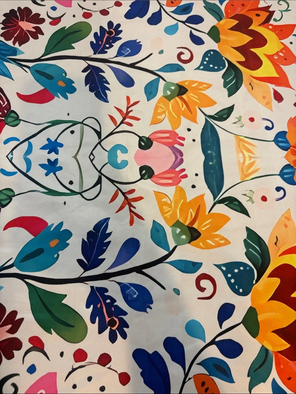 Bright Floral Print Tablecloth
